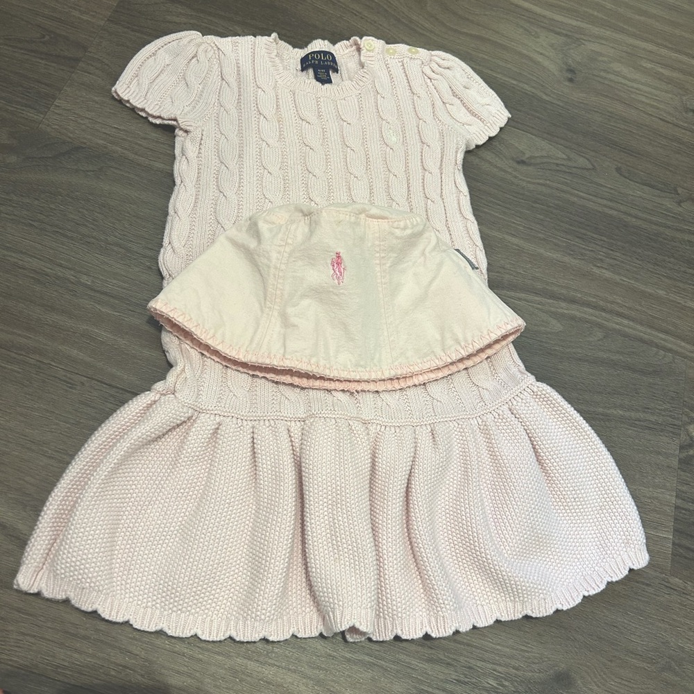 4yr old 100% cotton Ralph Lauren dress with matching sun hat 100% cotton